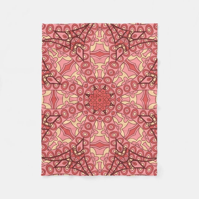 Abstract flower mandala ethnic seamless pattern fleece blanket (Front)