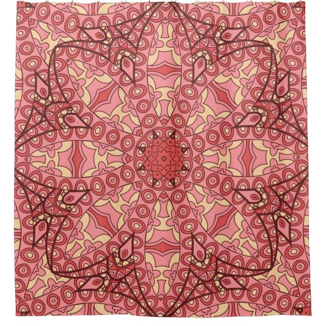Abstract flower mandala ethnic seamless pattern shower curtain (Front)