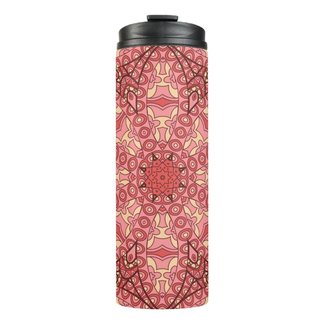 Abstract flower mandala ethnic seamless pattern thermal tumbler (Front)