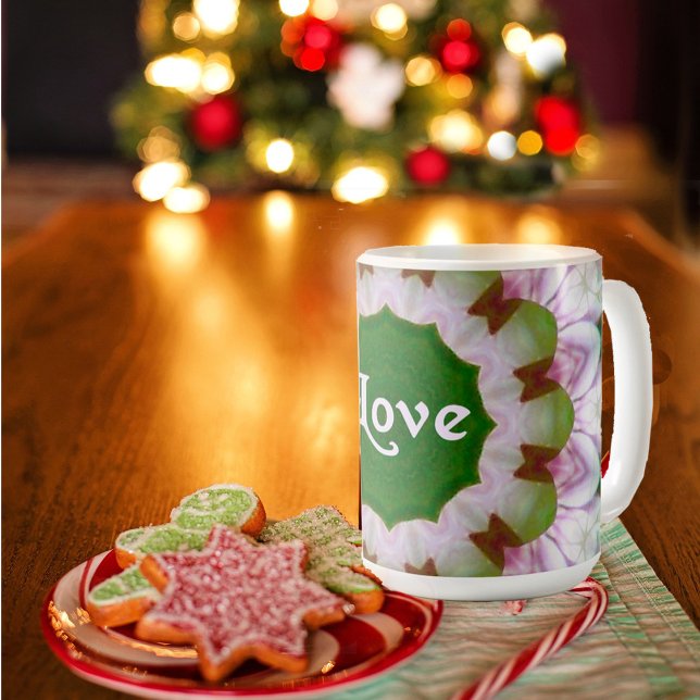  Abstract Flower Mandala with Love optional Text Coffee Mug (Creator Uploaded)