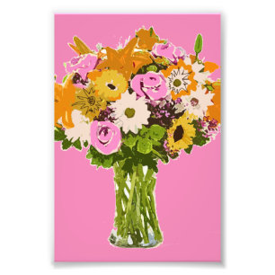 Abstract Flower Painting Flower Bouquet in Vase Photo Print