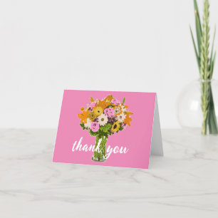 Abstract Flower Painting Flower Bouquet in Vase Thank You Card