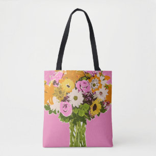 Abstract Flower Painting Flower Bouquet in Vase Tote Bag