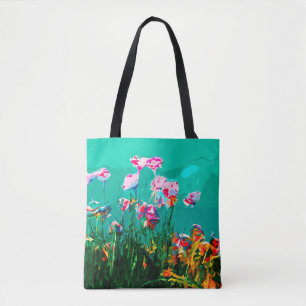 Abstract flower painting tote bag