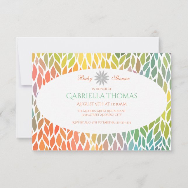 Abstract Flower Petals- 3x5 Baby Shower Invitation (Front)