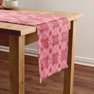 Abstract Flower Petals in Soft Coral Pink  Short Table Runner
