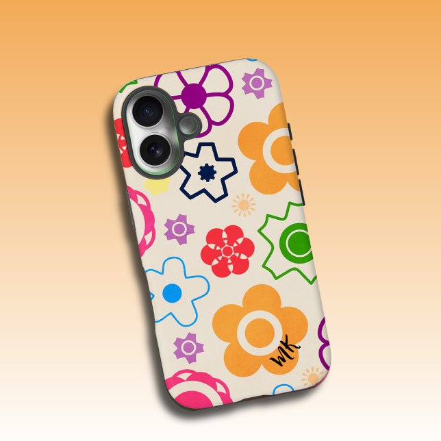 Abstract Flower Power Monogram  iPhone 16 Case (Creator Uploaded)