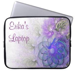 Abstract Flower Purple and Blue Lacy Artwork Laptop Sleeve
