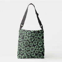 Abstract Flowers 031023 - Faded Green on Black