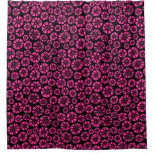 Abstract Flowers 031023 -Hot Pink on Black    Shower Curtain