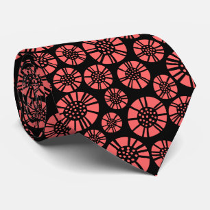 Abstract Flowers 031023 - Tropical Pink on Black Tie