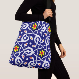 abstract flowers and knots print crossbody bag