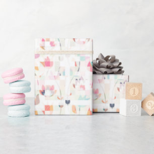 Abstract Flowers and Lattice Seamless Wrapping Paper