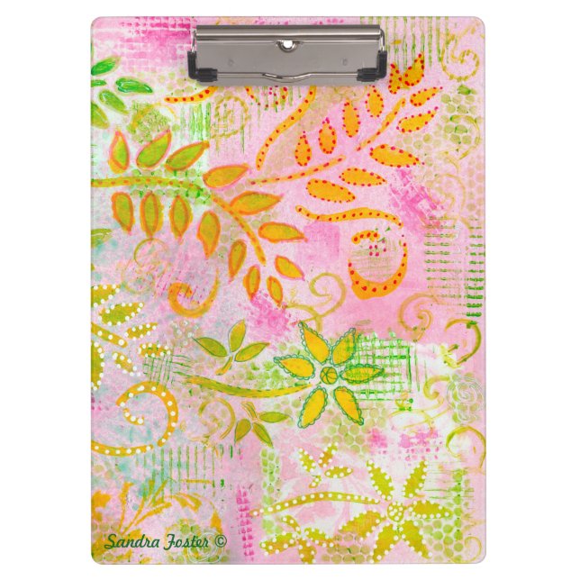 Abstract Flowers and Leaves Cliboard Clipboard (Front)
