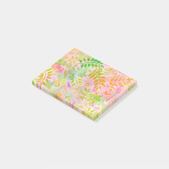 Abstract Flowers and Leaves Post-it Notes (Angled)