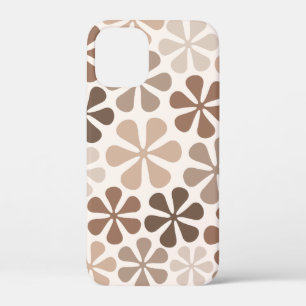 Abstract Flowers (B) Brown Taupe Cream iPhone 12 Mini Case