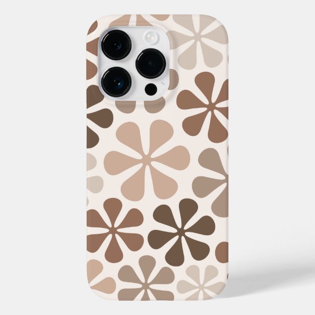 Abstract Flowers (B) Brown Taupe Cream Case-Mate iPhone Case (Back)