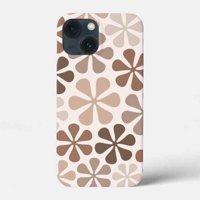 Abstract Flowers (B) Brown Taupe Cream Case-Mate iPhone Case (Back)