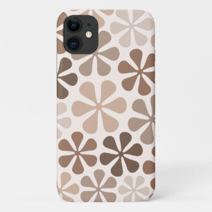 Abstract Flowers (B) Brown Taupe Cream Case-Mate iPhone Case