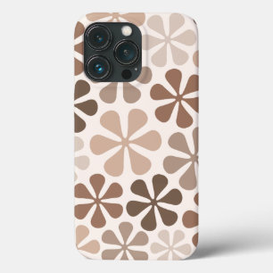 Abstract Flowers (B) Brown Taupe Cream iPhone 13 Pro Case