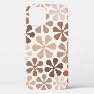 Abstract Flowers (B) Brown Taupe Cream iPhone 12 Case
