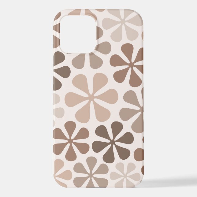 Abstract Flowers (B) Brown Taupe Cream iPhone Case (Back)