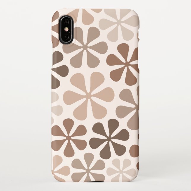 Abstract Flowers (B) Brown Taupe Cream iPhone Case (Back)