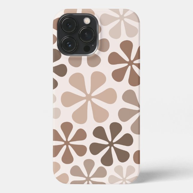 Abstract Flowers (B) Brown Taupe Cream iPhone Case (Back)