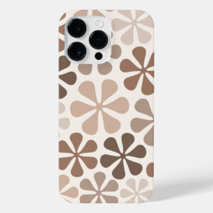 Abstract Flowers (B) Brown Taupe Cream iPhone 14 Pro Max Case
