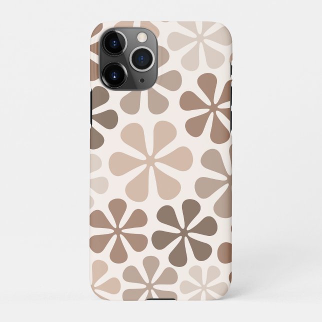 Abstract Flowers (B) Brown Taupe Cream iPhone Case (Back)
