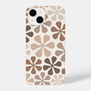 Abstract Flowers (B) Brown Taupe Cream iPhone 14 Case