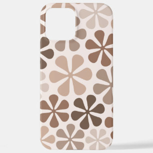 Abstract Flowers (B) Brown Taupe Cream iPhone 12 Pro Max Case