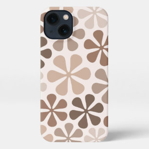 Abstract Flowers (B) Brown Taupe Cream iPhone 13 Case