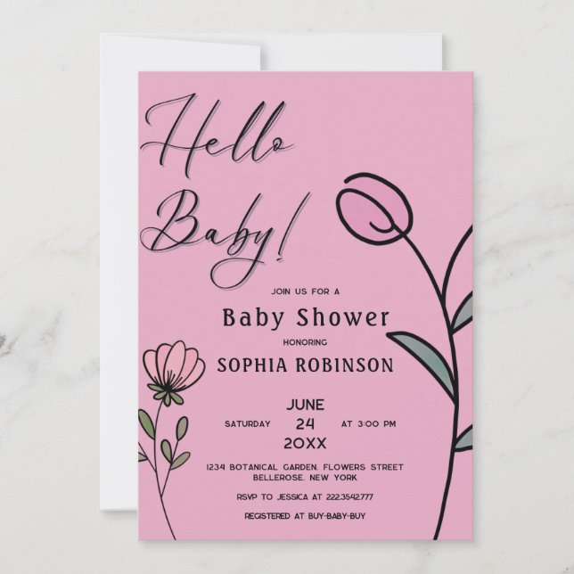 Abstract Flowers Baby Shower Invitation (Front)