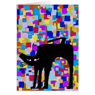 Abstract Flowers Black Cat