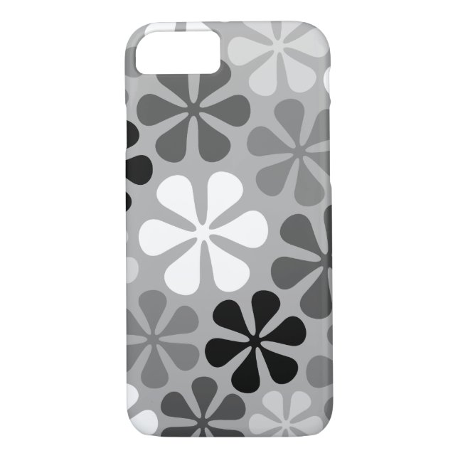 Abstract Flowers Black White Grey Case-Mate iPhone Case (Back)
