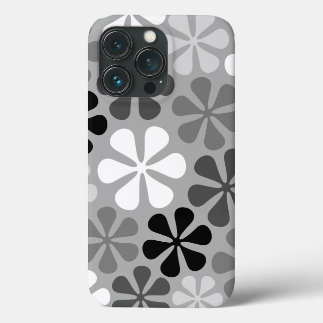 Abstract Flowers Black White Grey Case-Mate iPhone Case (Back)