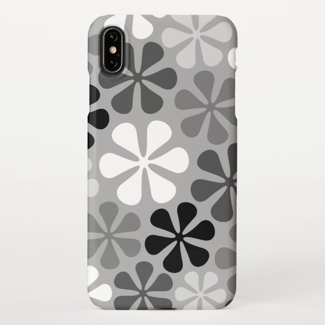 Abstract Flowers Black White Grey iPhone Case (Back)