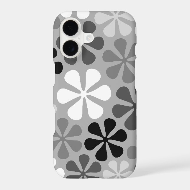 Abstract Flowers Black White Grey iPhone Case (Back)