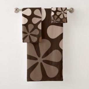 Abstract Flowers Browns & Creams Bath Towel Set