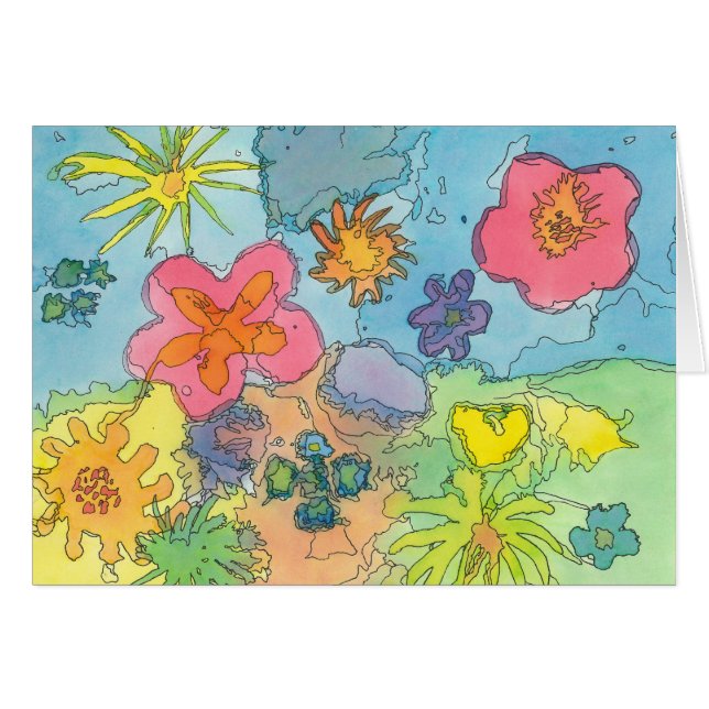 Abstract Flowers Card (Front Horizontal)
