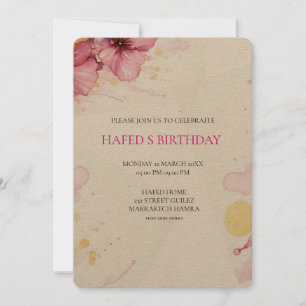 Abstract Flowers Clipart, Pink Gold Flower, Flower Invitation