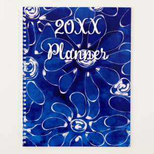 Abstract Flowers Daisies Blue White Daisy Floral Planner