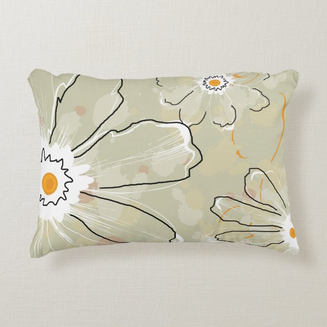 Abstract Flowers Daisies Decorative Cushion (Front)