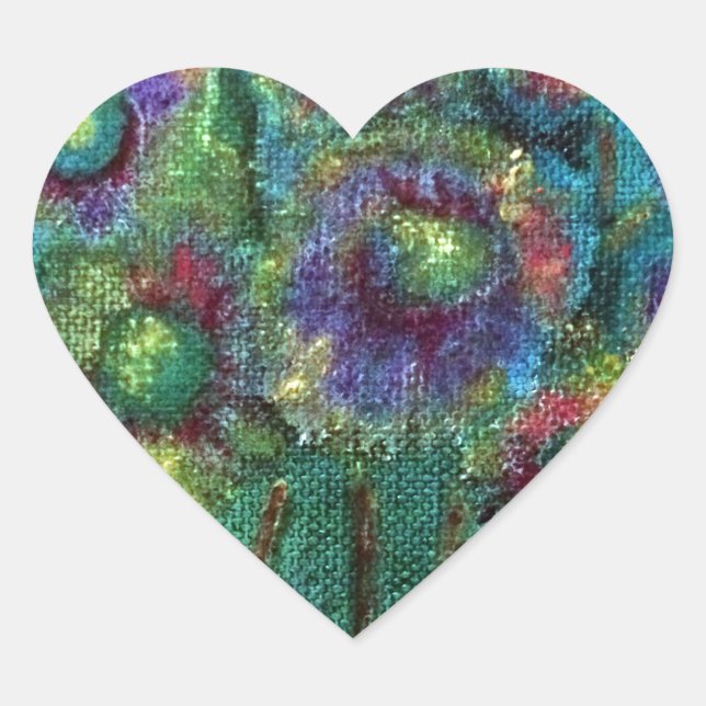 Abstract Flowers Heart Sticker (Front)
