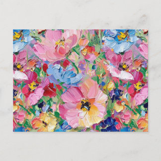 Abstract  Flowers Impressionist Postcard
