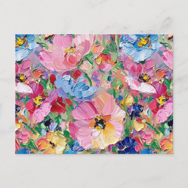 Abstract  Flowers Impressionist Postcard (Front)