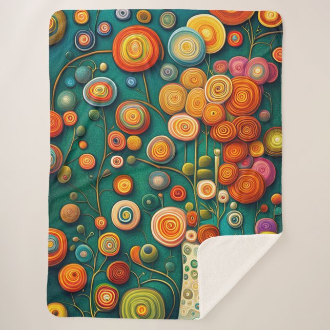 Abstract Flowers in a Vase Sherpa Blanket (Front)