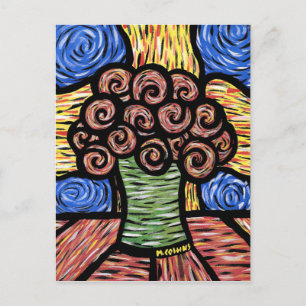 Abstract Flowers In Vase Colourful Postcard