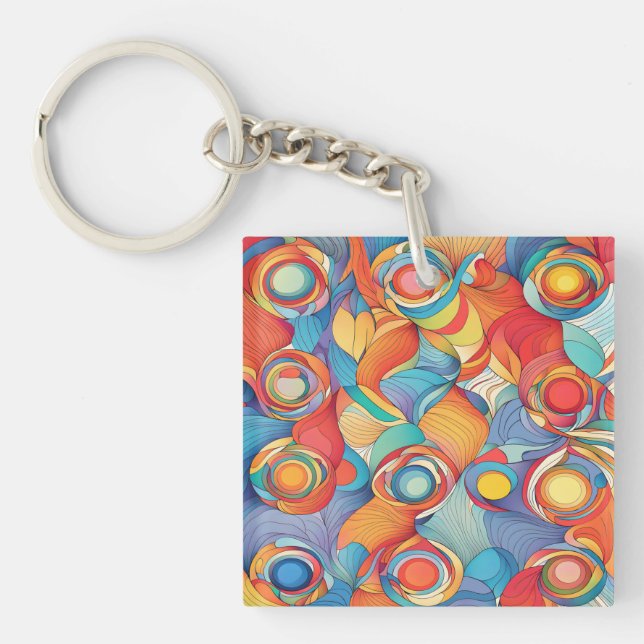 Abstract Flowers Key Ring (Front)